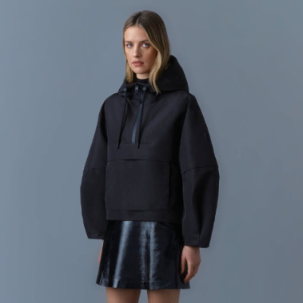 MACKAGE Demie Recycled Technical Rain Jacket Convertible Anorak Black Size Small